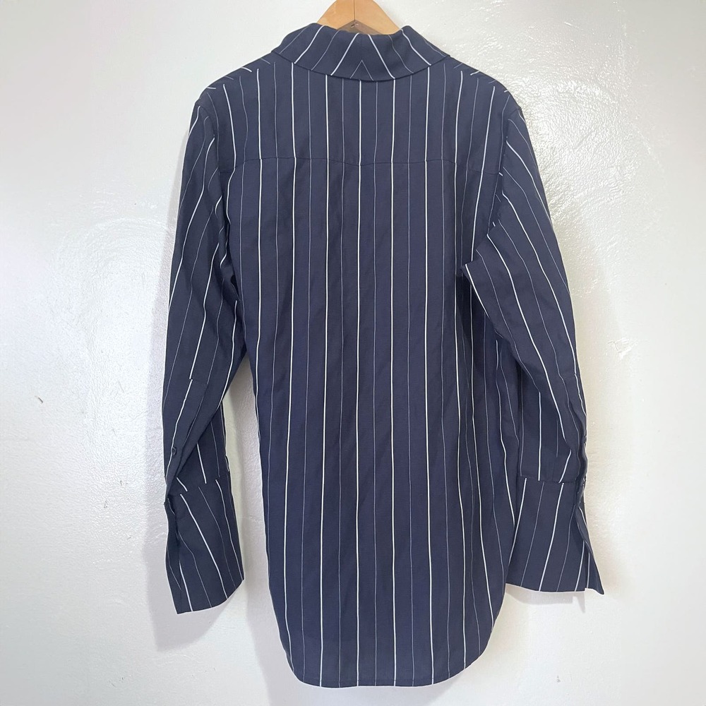 ALIGNE Pinstripe Lyocell Linen Wrap Front Shirt and Wide Leg Pants Sets Size 2 - Picture 8 of 15